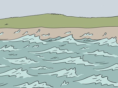 Auf dem Bild ist ein Fluss. Das Wasser fließt schnell. Man sieht viele Spritzer.