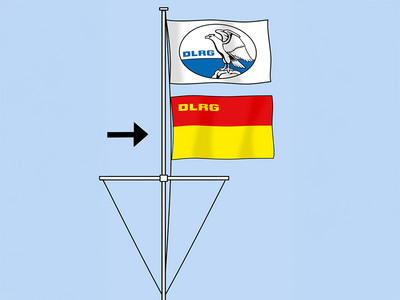 Auf dem Bild ist eine DLRG-Fahne.
